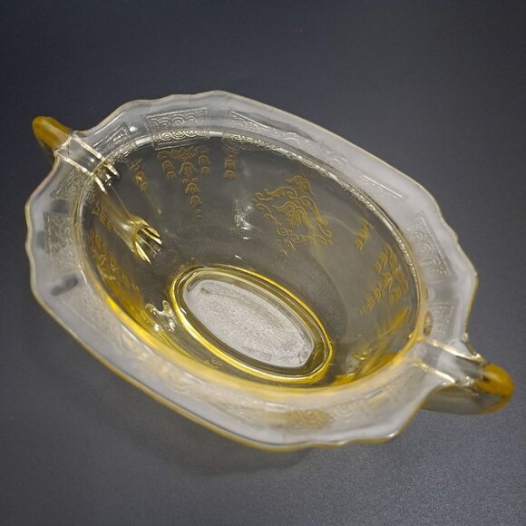 Anchor Hocking Princess Yellow Glass Sugar Bowl Embossed Design Vintage NO LID - Picture 8 of 16